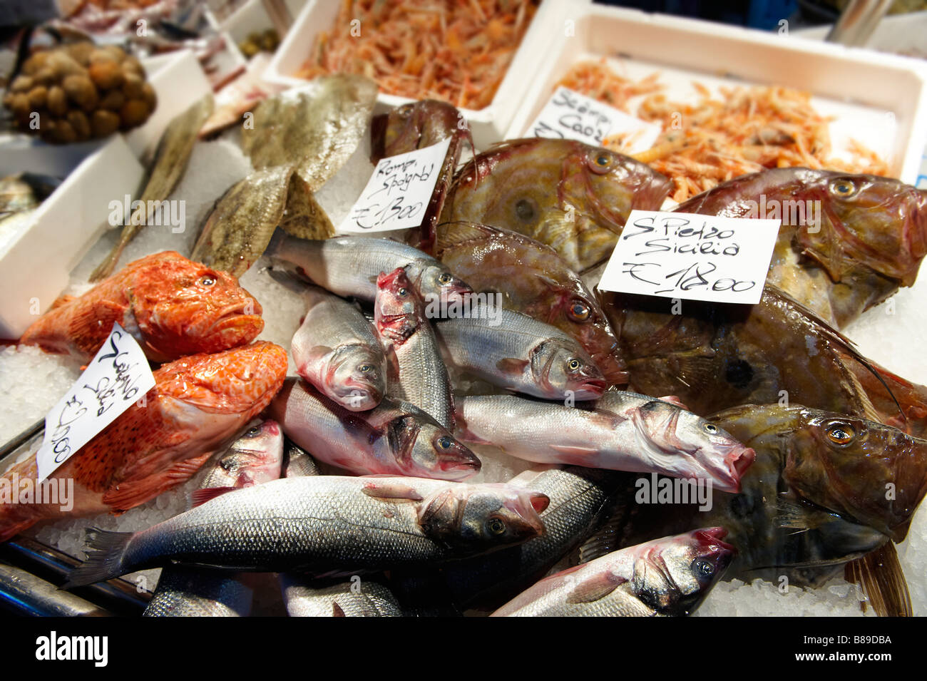 Mercato del pesce di Rialto, Venezia Foto Stock