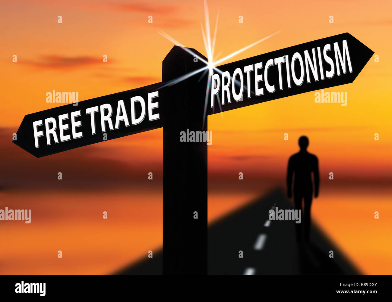 Il libero commercio e protezionismo Foto Stock