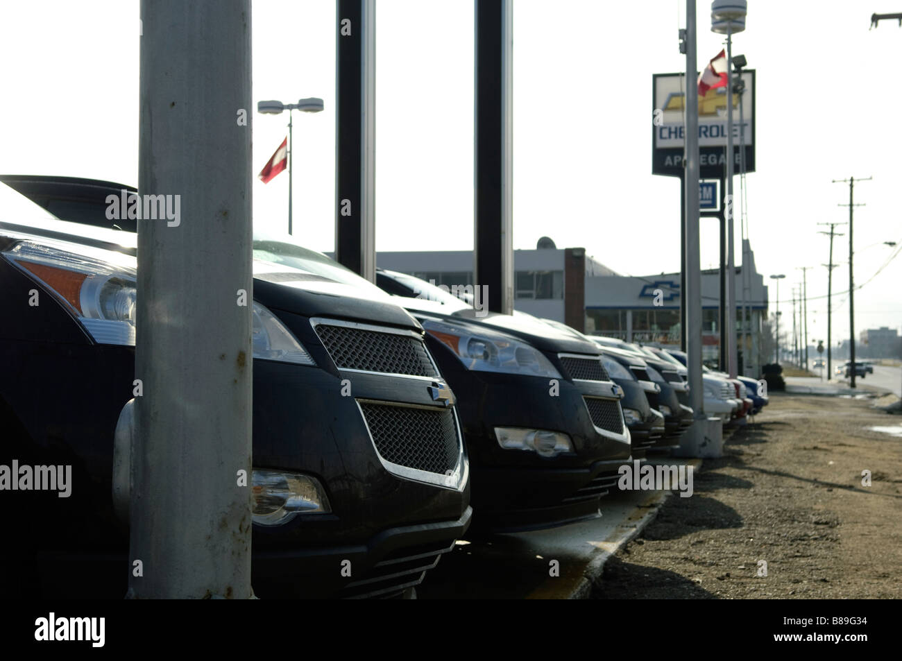 Nuovi veicoli Chevrolet presso un concessionario di Flint Michigan STATI UNITI Foto Stock