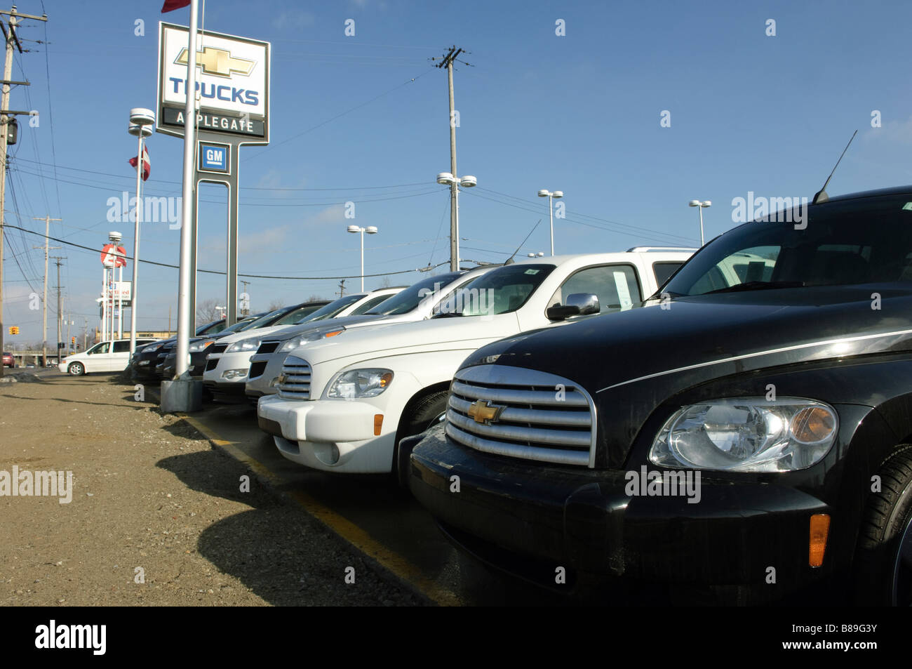 Nuovi veicoli Chevrolet presso un concessionario di Flint Michigan STATI UNITI Foto Stock