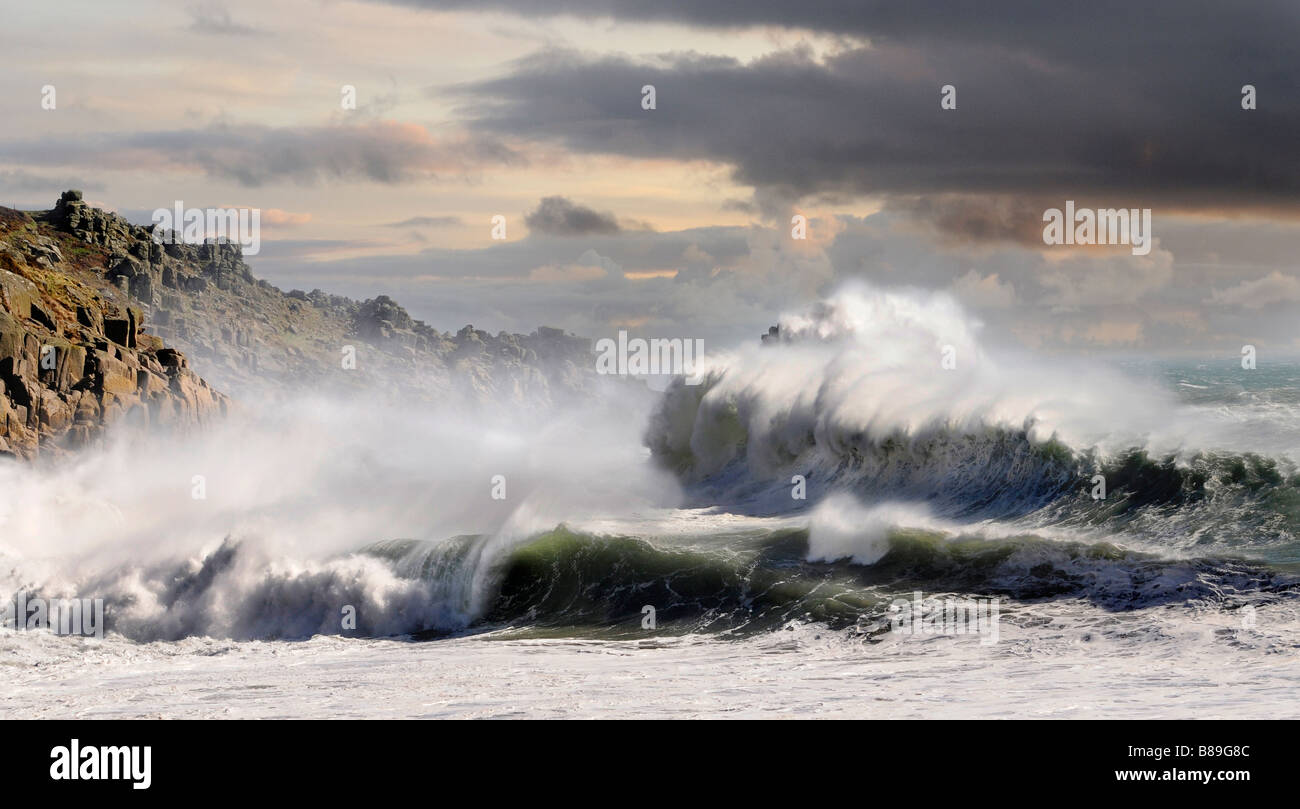 Lamorna Cove, Storm Foto Stock