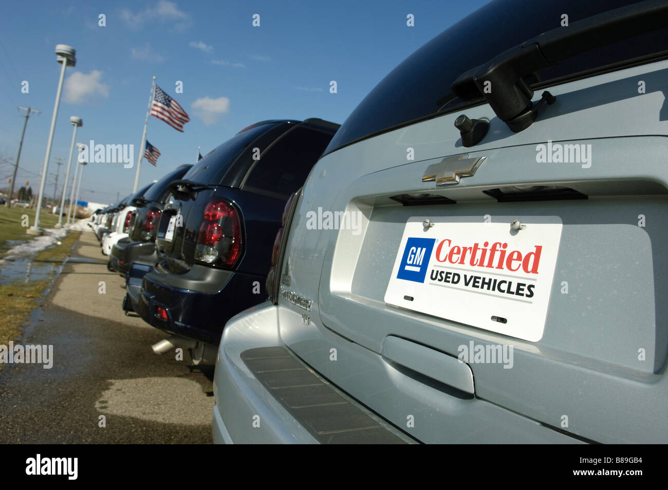 Usata Chevrolet pioniere e altri GM SUV in vendita presso una concessionaria auto in Grand Blanc Michigan STATI UNITI Foto Stock