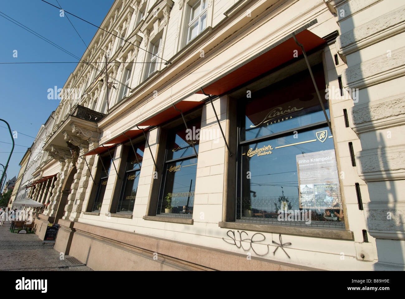 Café Slavia Praga Repubblica Ceca Foto Stock