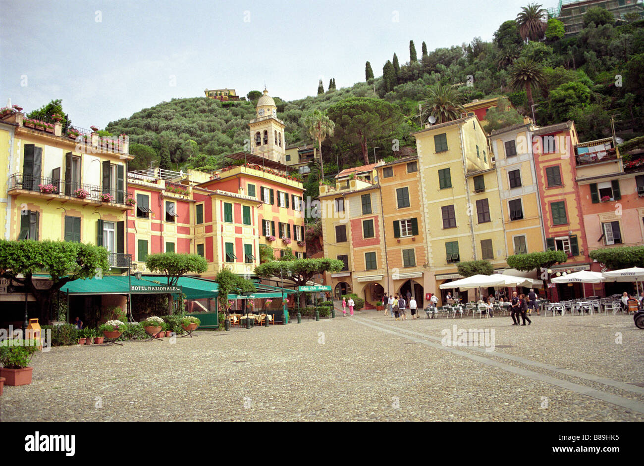 La piazza principale di Portofino Foto Stock