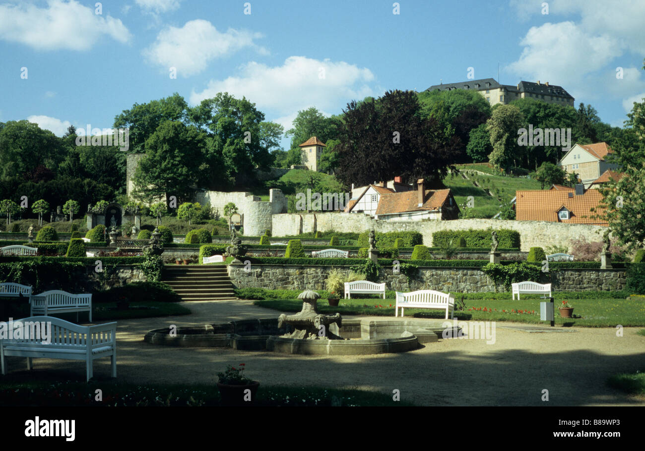 Giardino del castello di piccole dimensioni (Kleines Schloss), Blankenburg, Ostharz, Germania Foto Stock