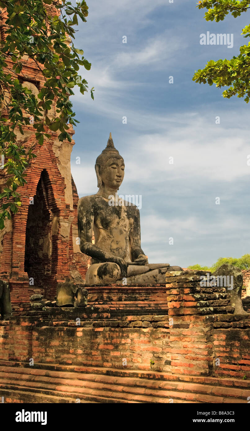 Wat Mahathat Ayutthaya Thailandia Foto Stock