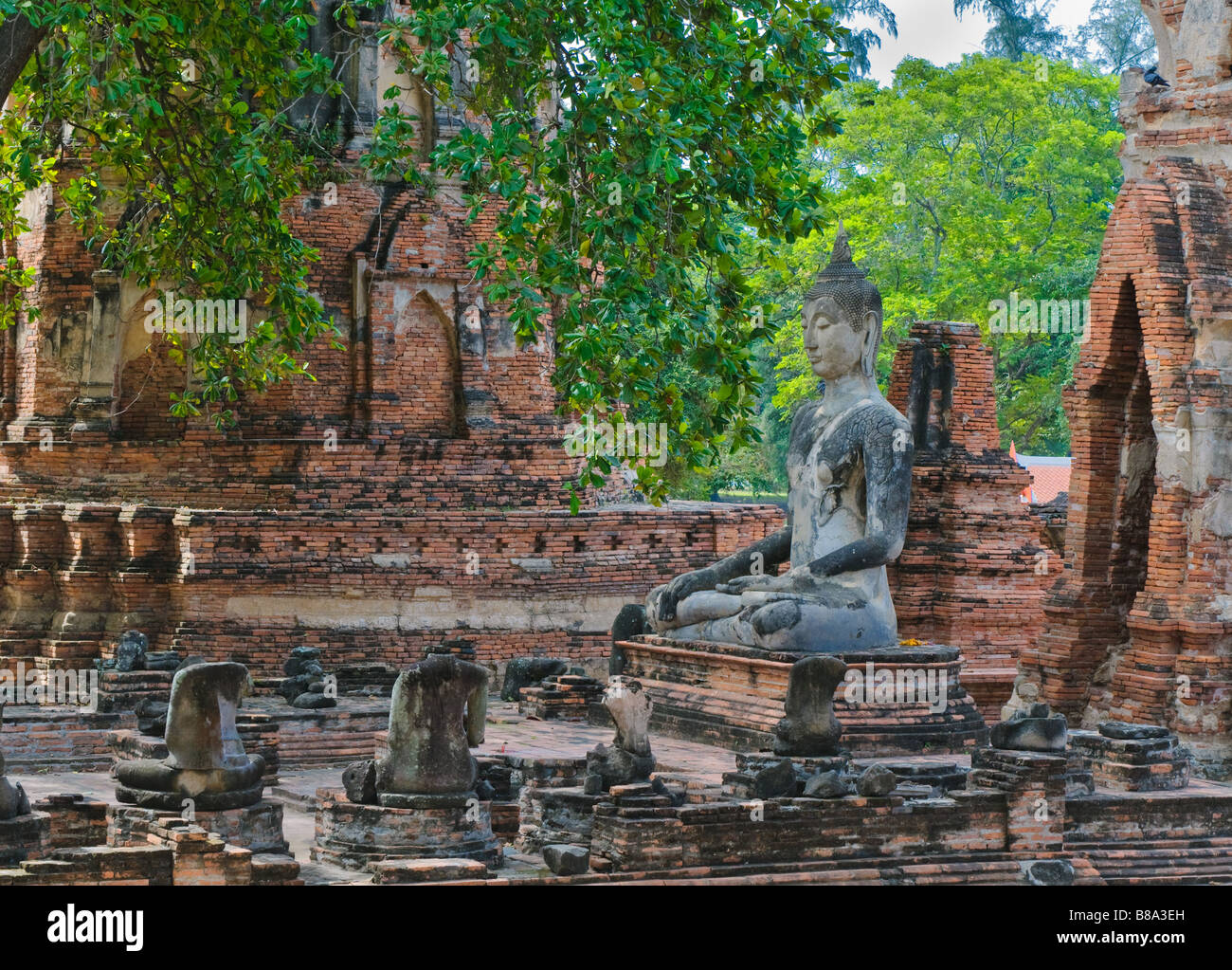 Wat Mahathat Ayutthaya Thailandia Foto Stock