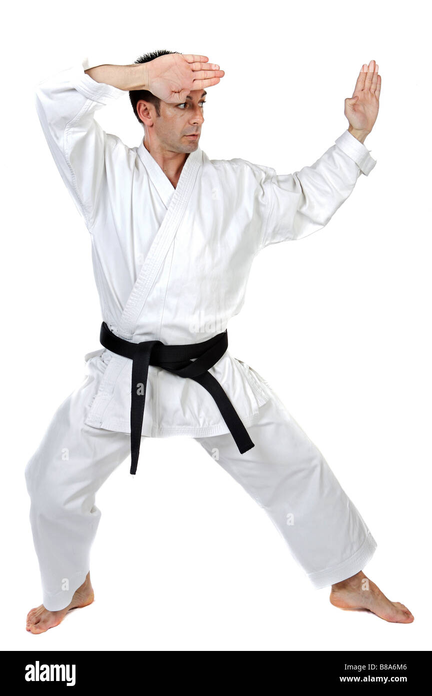 La cintura nera karate expert con atteggiamento lotta Foto stock - Alamy