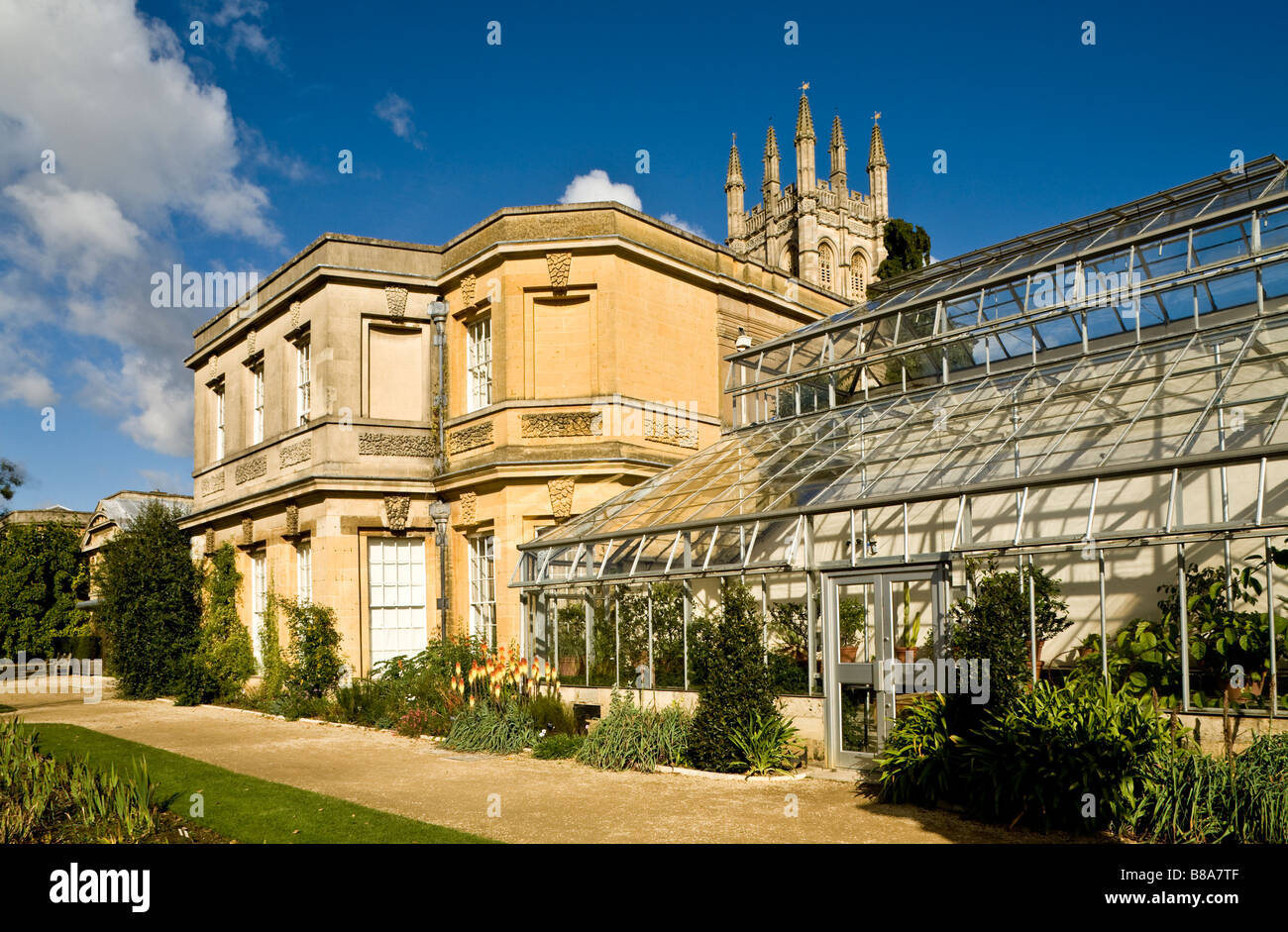 Il laboratorio di edifici e serra della Oxford Giardini Botanici, istituito nel 1631. Inghilterra, Regno Unito. Foto Stock