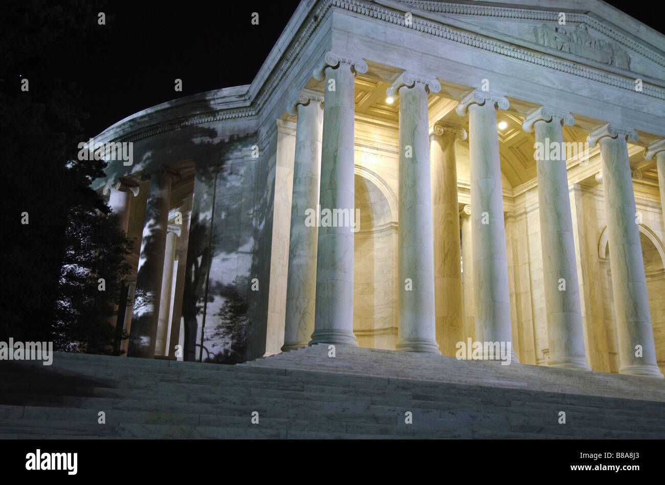 Jefferson Memorial di notte Foto Stock