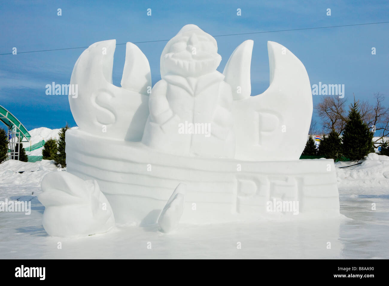 Sculture di neve in inverno il carnevale di Quebec City in Canada Foto Stock