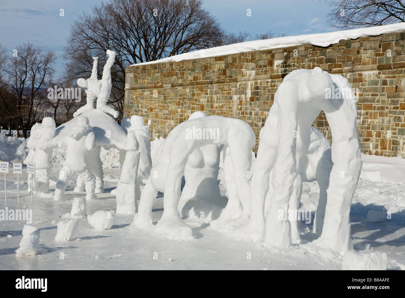 Sculture di neve in inverno il carnevale di Quebec City in Canada Foto Stock