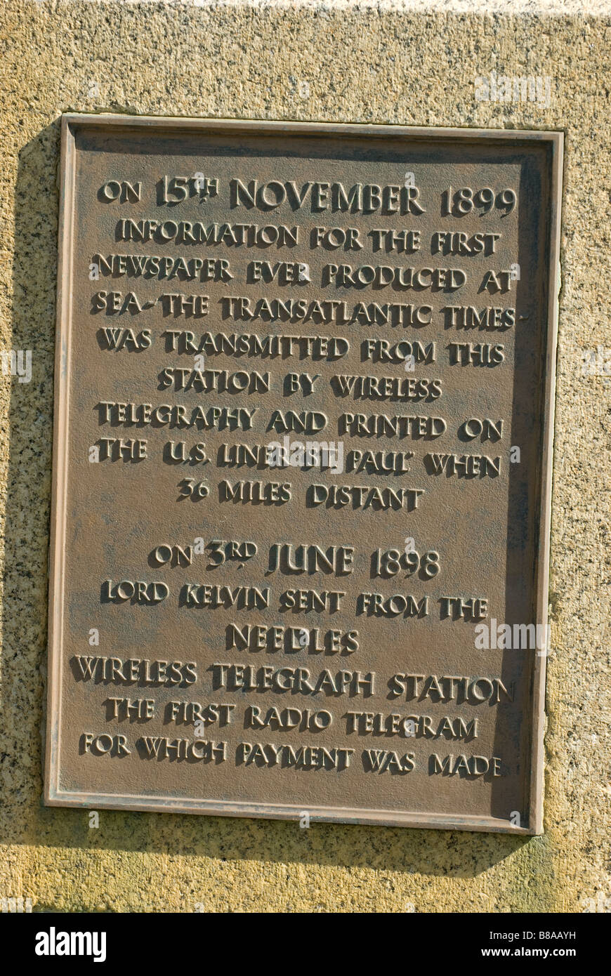 Marcatura della placca le trasmissioni Wireless 1898 1899 Wireless Telegraph Station tempi transatlantico Foto Stock
