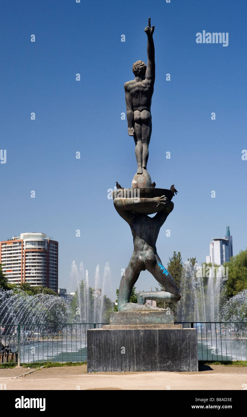 Santiago del Cile, park, scultura, fontana Foto Stock