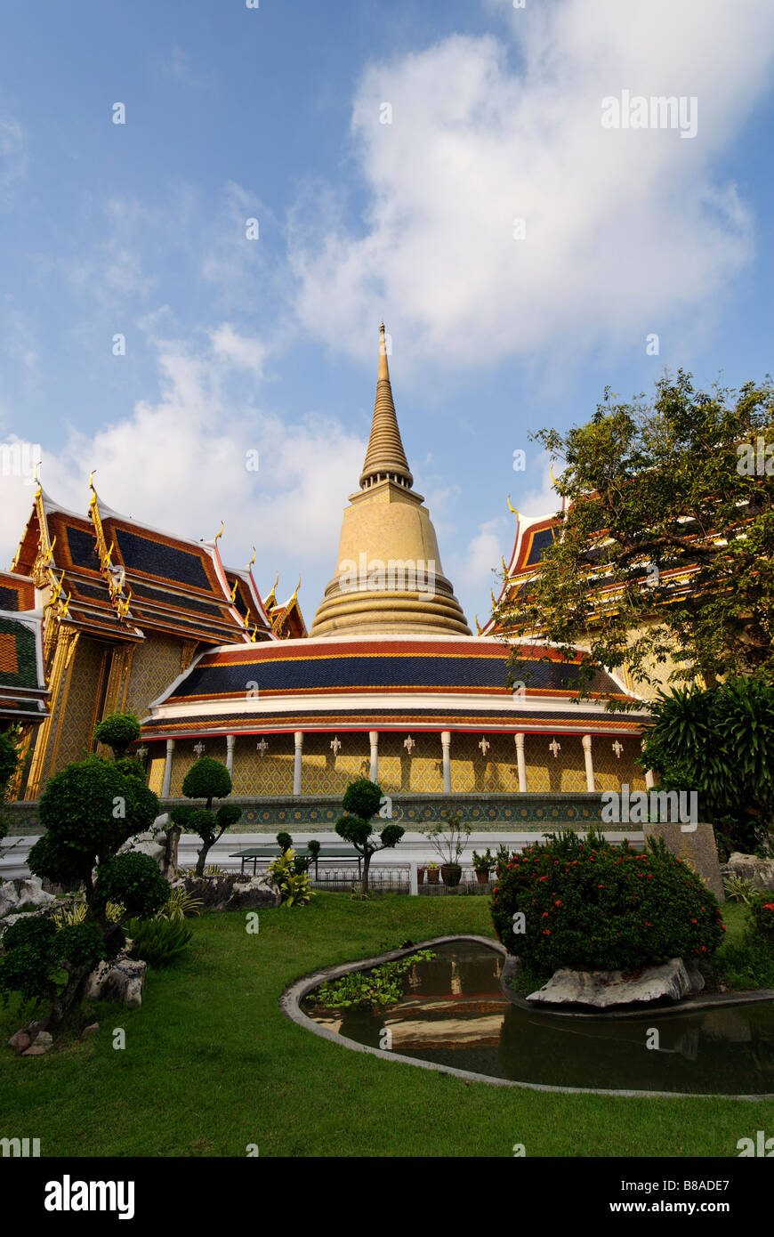 Chedi e tempio motivi Wat Ratchabophit tempio nel centro di Bangkok in Thailandia Foto Stock