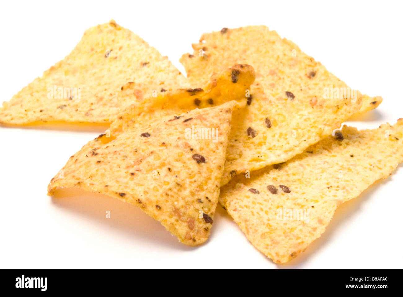 Corn chips sono visti in un ritaglio immagine. Foto Stock