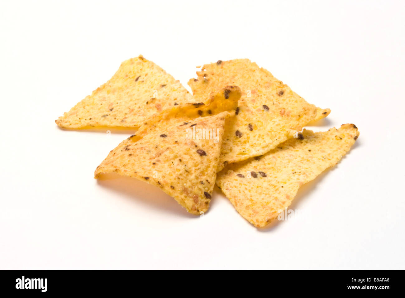 Corn chips sono visti in un ritaglio immagine. Foto Stock