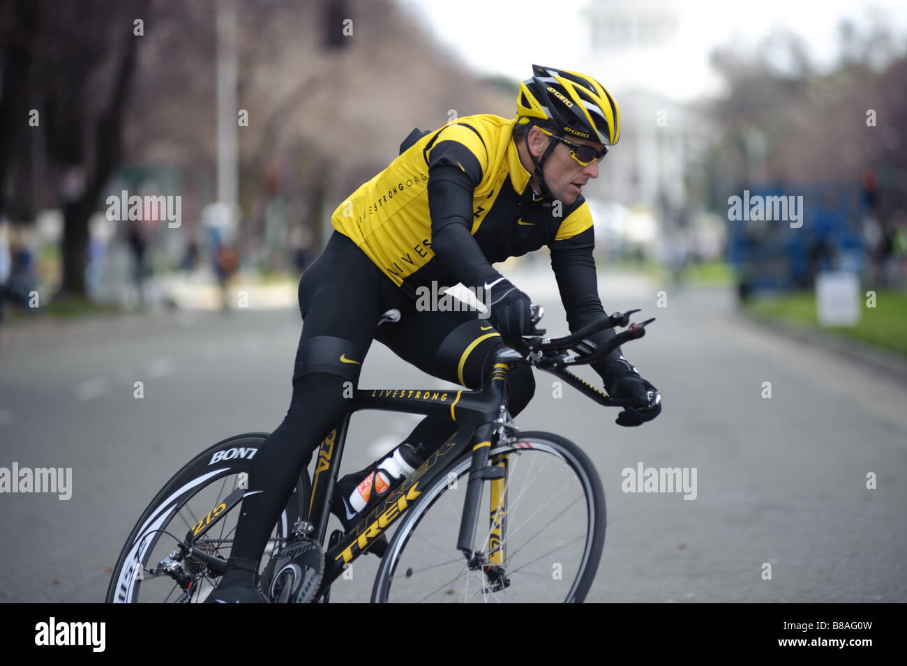 SACRAMENTO CA Febbraio 14 2009 Lance Armstrong prepara per la AMGEN Tour in Sacramento CA Foto Stock