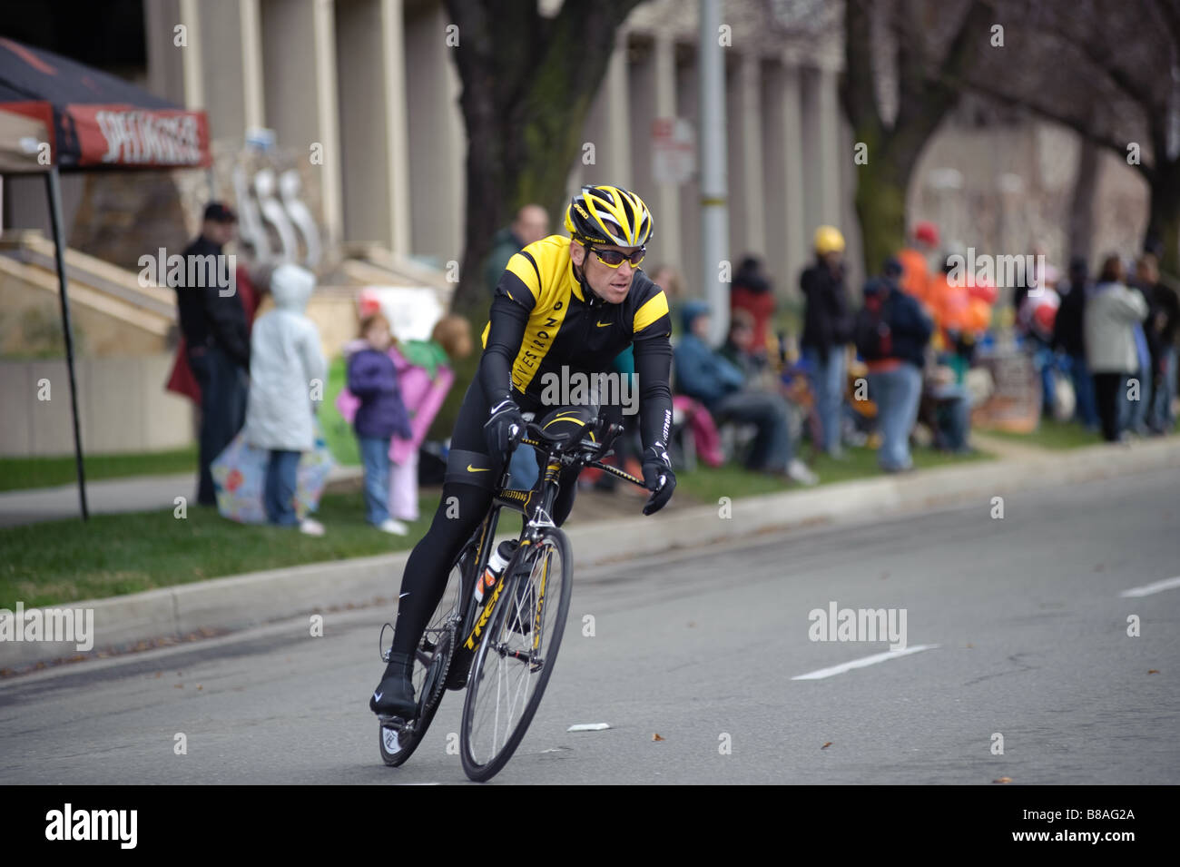 SACRAMENTO CA Febbraio 14 2009 Lance Armstrong prepara per la AMGEN Tour in Sacramento CA Foto Stock