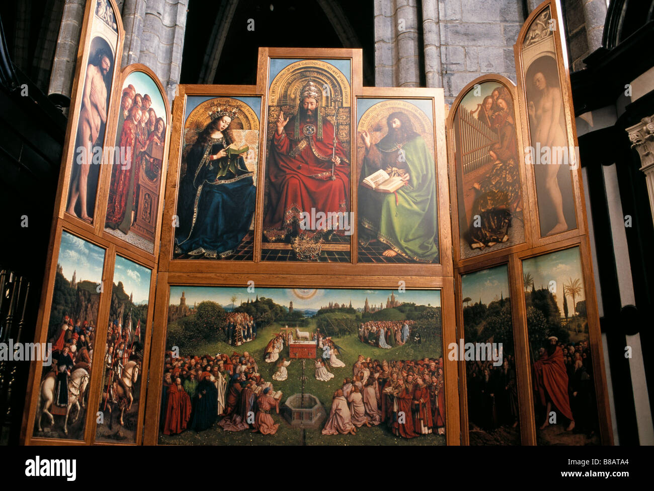 Belgio Fiandre Gand Cattedrale di St Bavo Agnello Mistico Foto Stock