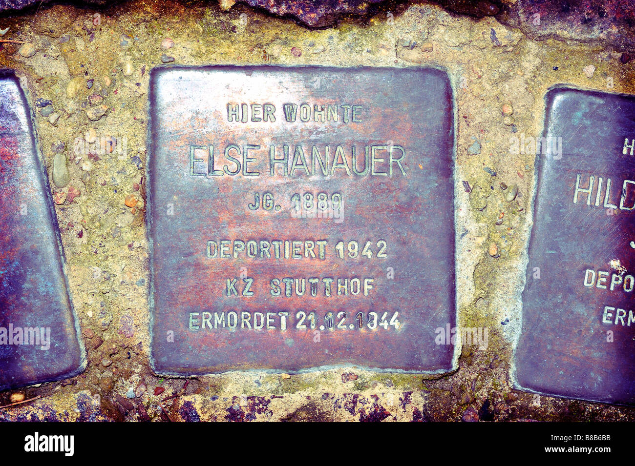 Stolpersteine gunter demnig arte pietre di inciampo memorial assassinato ebrei regime nazista Foto Stock