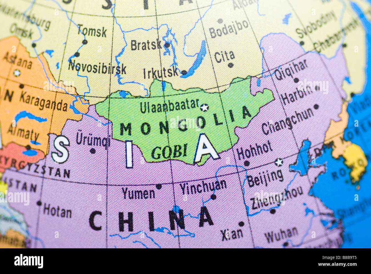 Mongolia sulla mappa Foto Stock