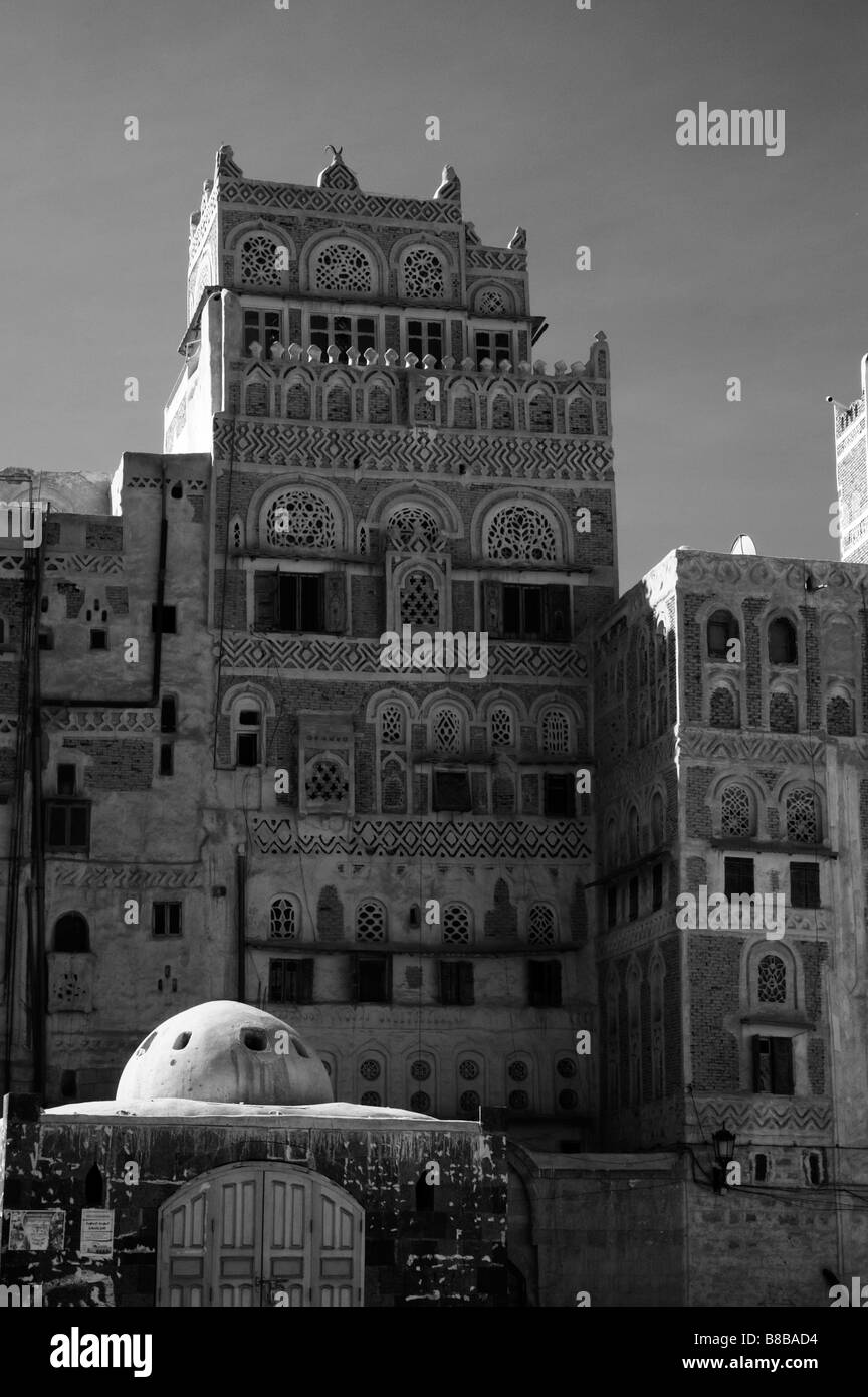 Vista a raggi infrarossi di Sanaa città vecchia, Yemen Foto Stock