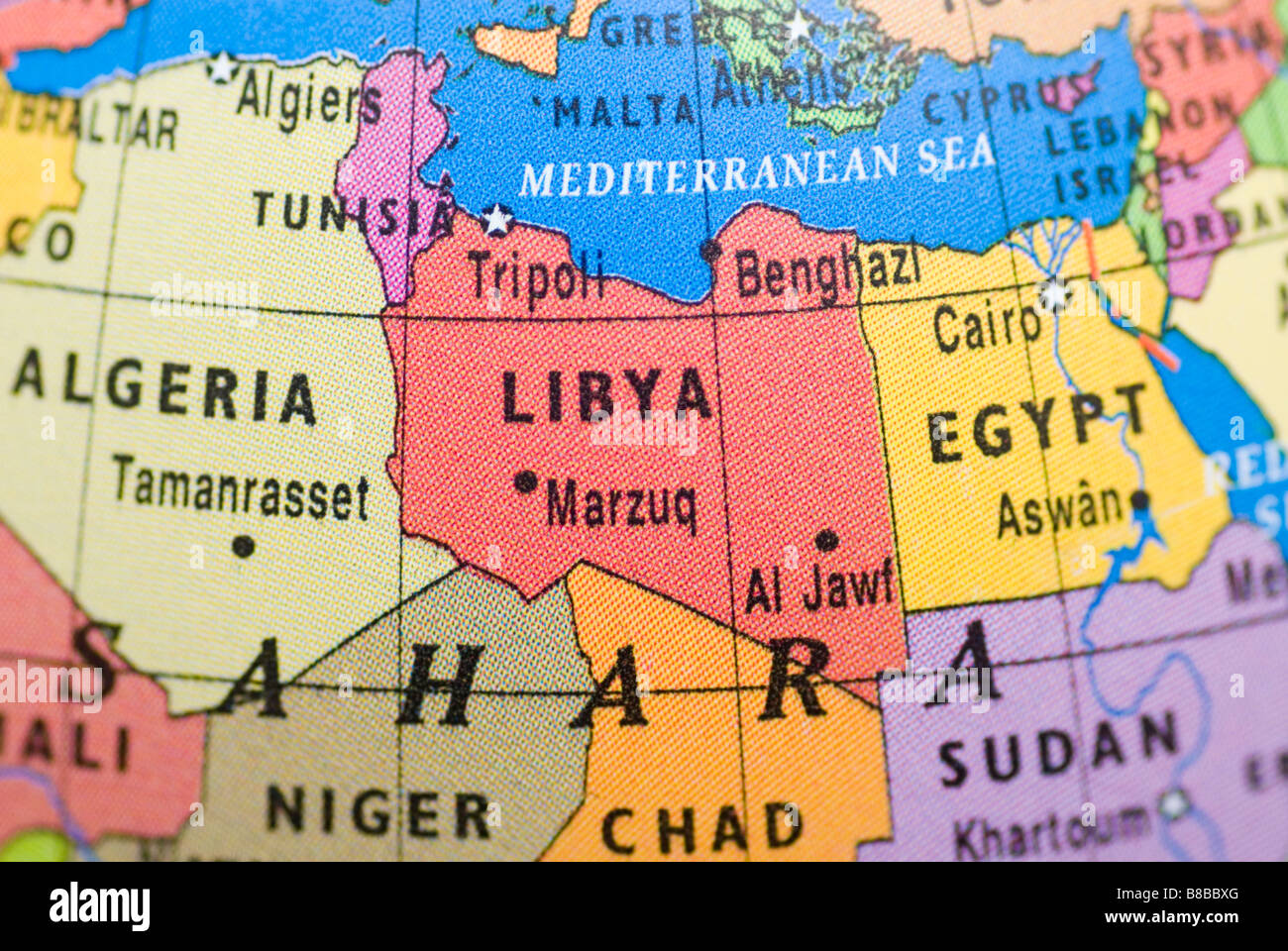 Libia sulla mappa Foto Stock