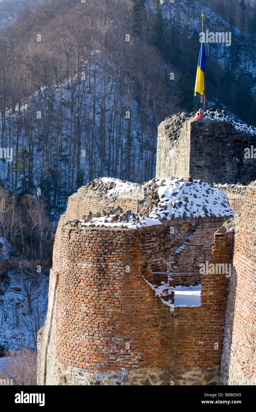 Rovine di Dracula s fortezza in Romania Foto Stock
