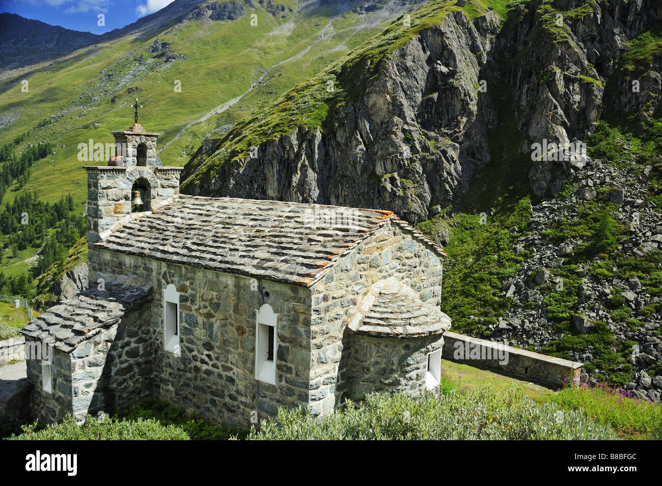 Cappella presso la Grande Dixence Foto Stock