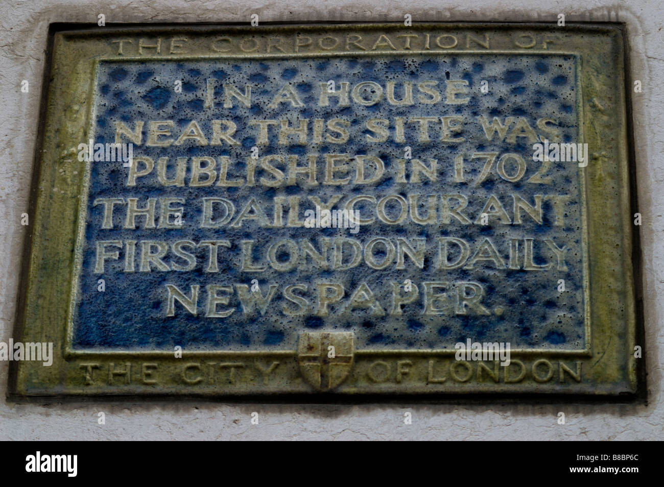 Daily Courant, primo giornale di Londra, placca Foto Stock