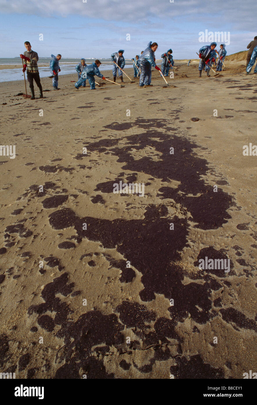 Olio-spiaggia inquinati Foto Stock