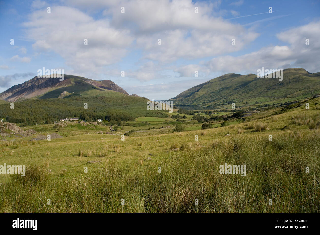 Nant y Betws vallata dall'Rhyd Ddu percorso fino Snowdon, Snowdonia, il Galles del Nord Foto Stock