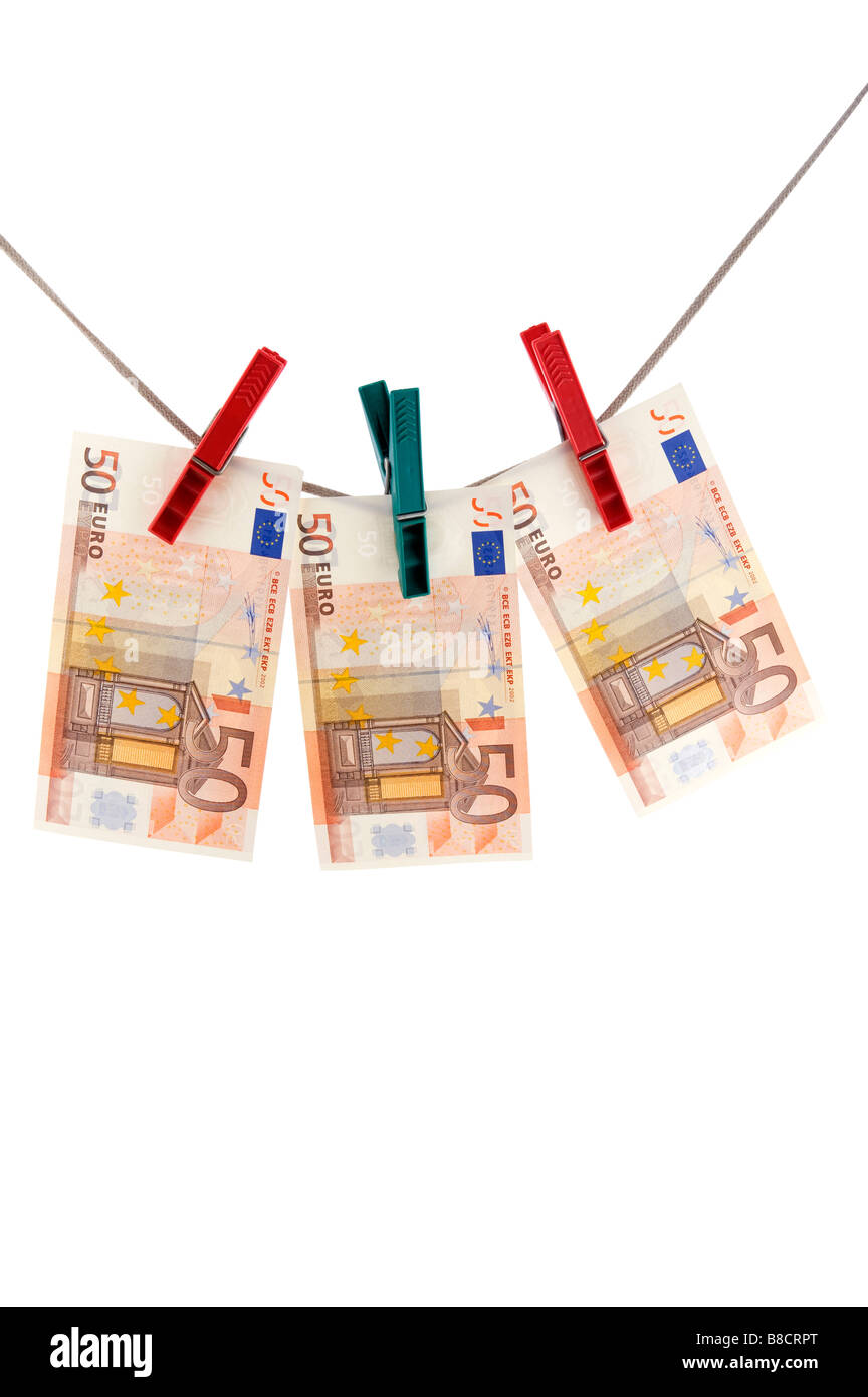 Oggetto sul bianco della carta moneta denaro Foto Stock