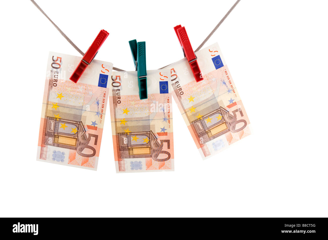 Oggetto sul bianco della carta moneta denaro Foto Stock