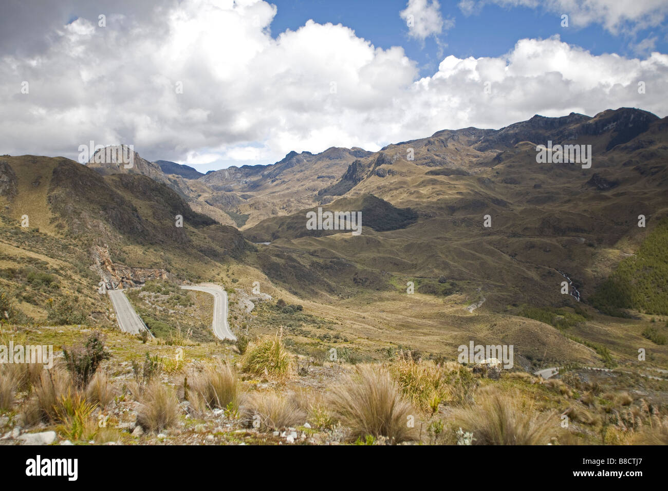 Paesaggio veduta panoramica del Parque Nacional Cajas (Parco Nazionale ) vicino a Cuenca Azuay provincia Ecuador Foto Stock