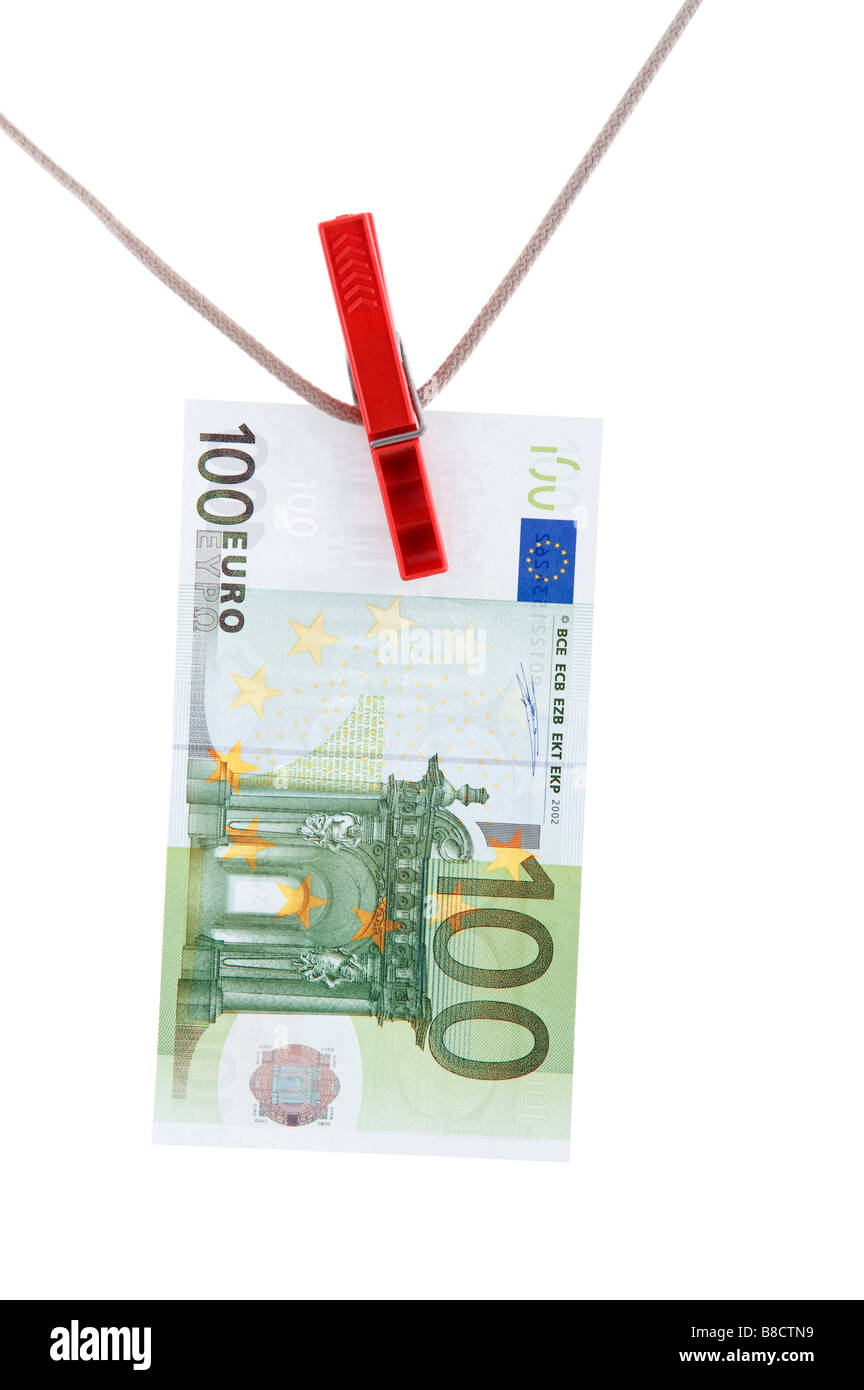 Oggetto sul bianco della carta moneta denaro Foto Stock