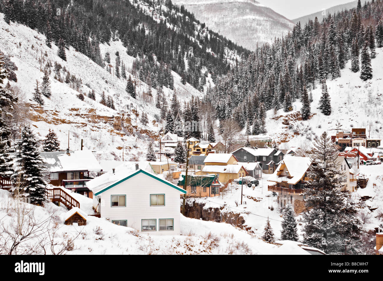 La città di Red Cliff Colorado in Dicembre Foto Stock