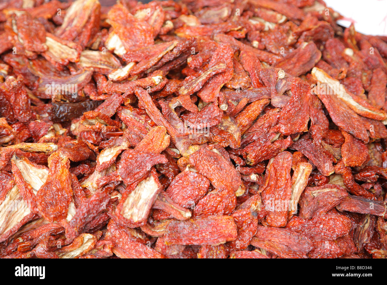 Pomodori secchi, Campo dei Fiori, mercato, Roma, Italia Foto Stock