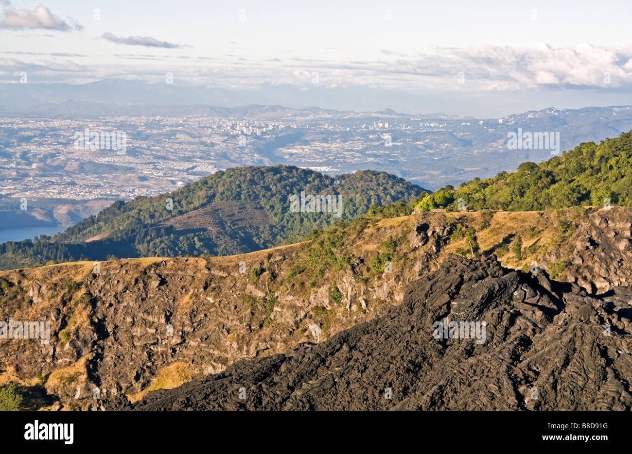 Città del Guatemala si vede dal vulcano Pacaya Foto Stock