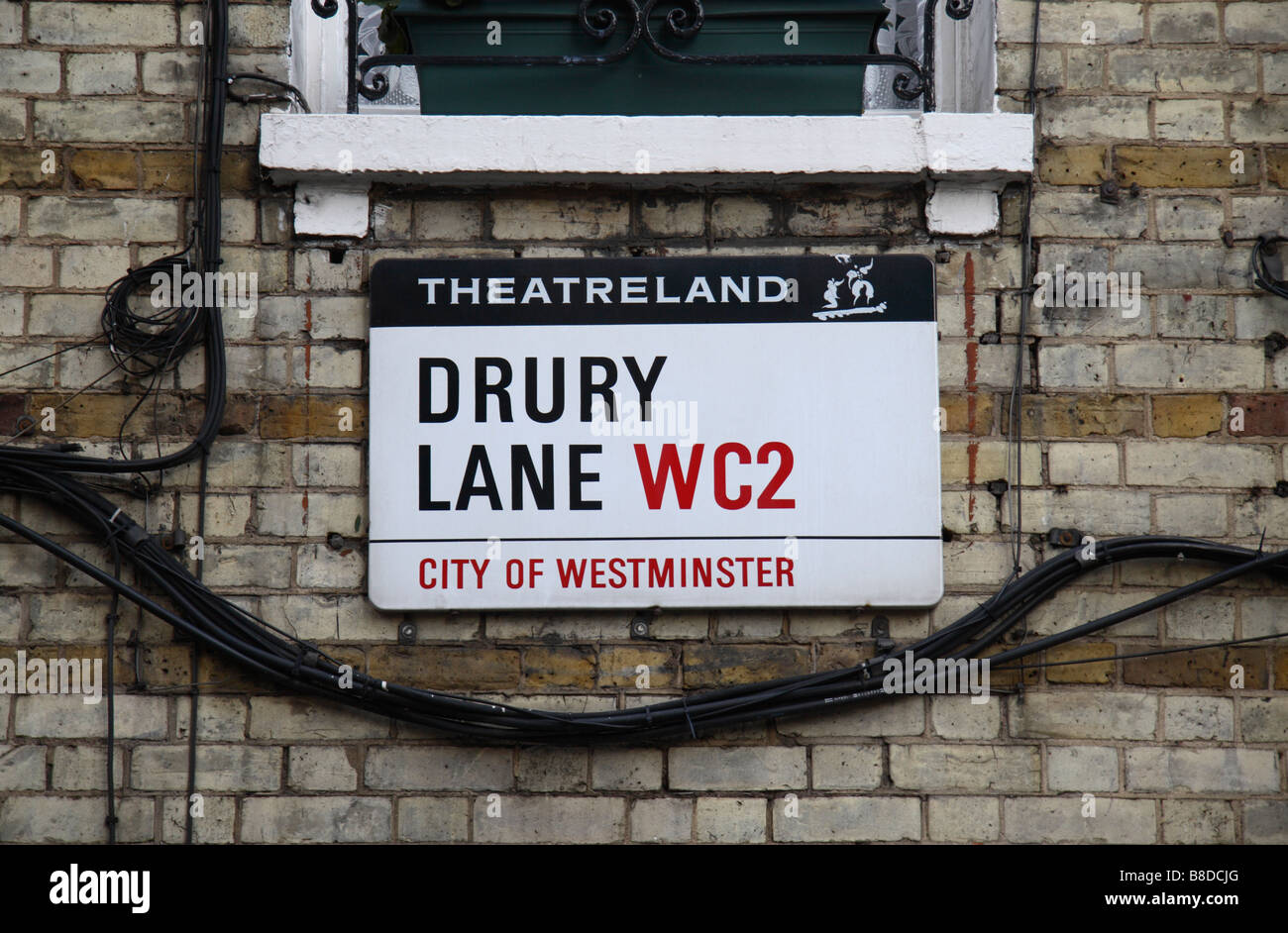 Un cartello stradale per Drury Lane, Westminster, London. Gen 2009 Foto Stock