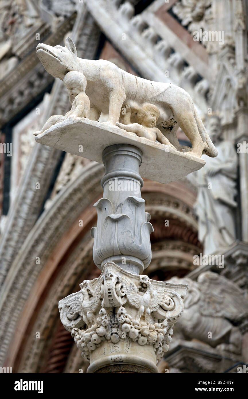 Statua di Romolo e Remo, Duomo di Siena, Siena, Toscana, Italia Foto Stock