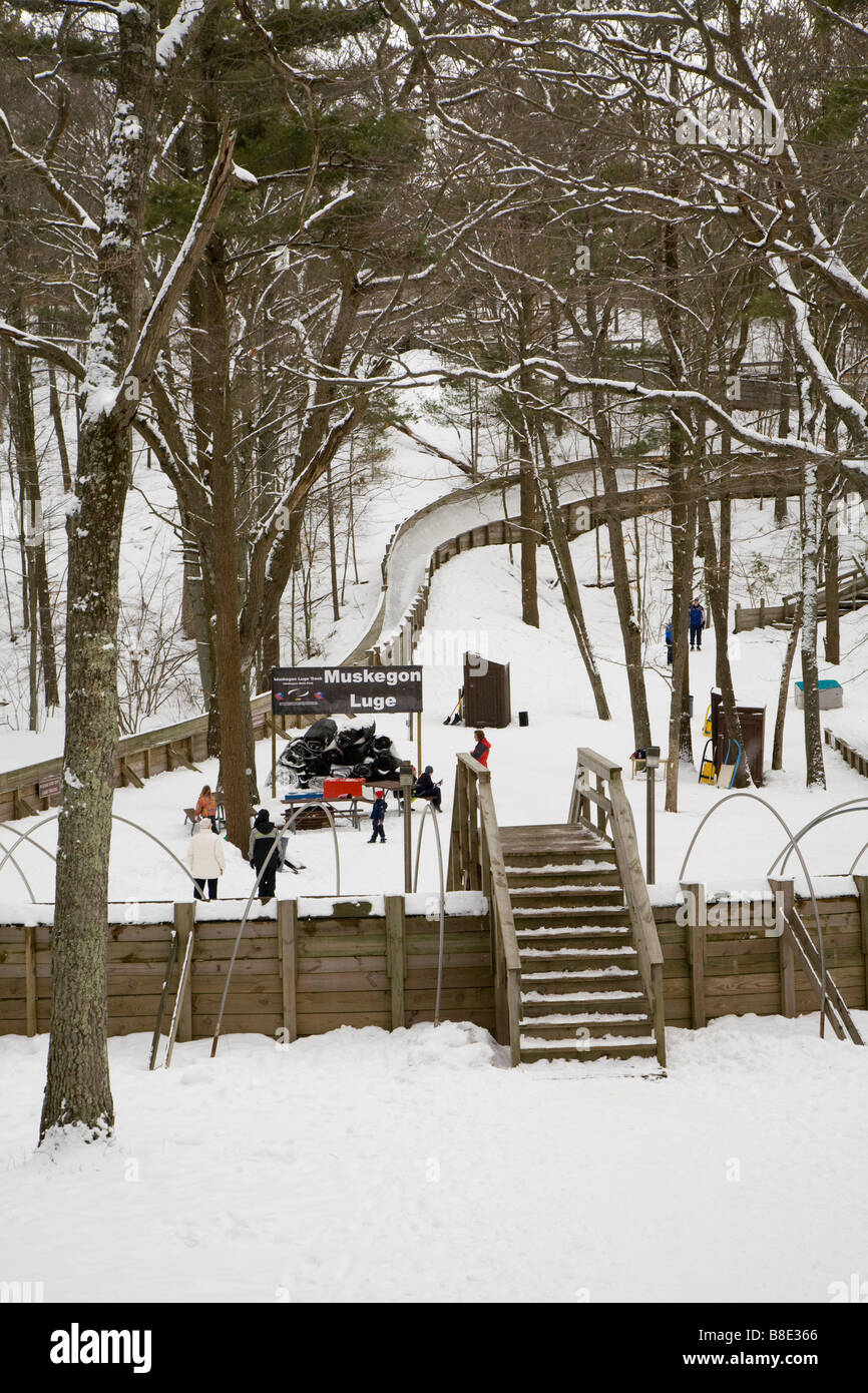 Pista di slittino a Muskegon Winter Sports Complex Foto Stock