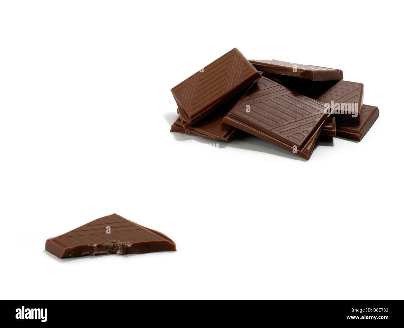 Pila di pezzi di cioccolato Foto Stock
