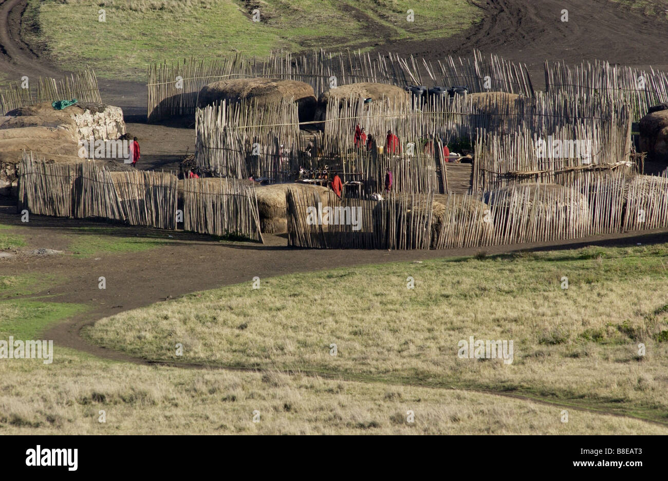 Maasai Manyatta kraal Boma fortificato Foto Stock