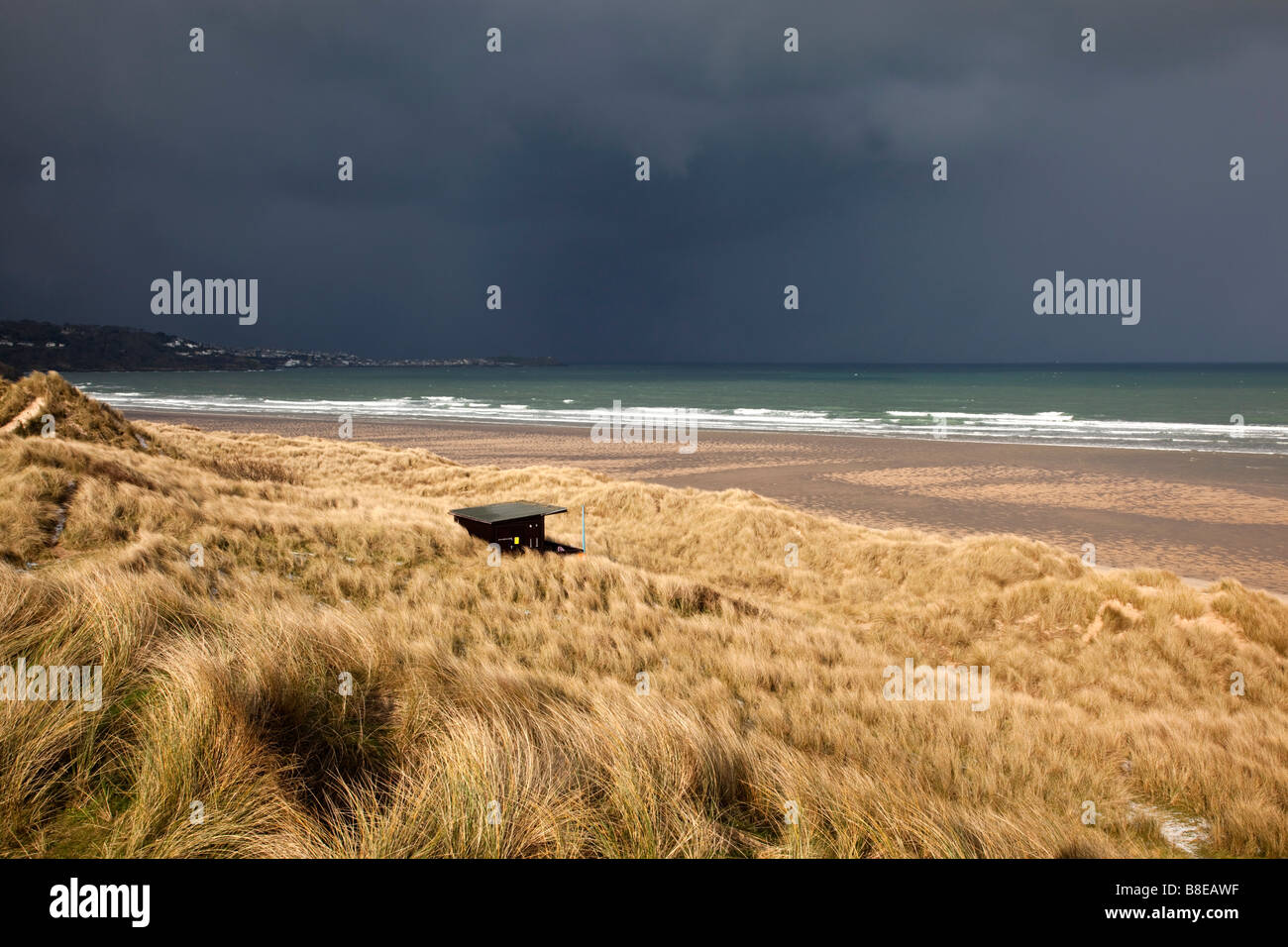 Porth rene sands e St ives bay da lelant Cornovaglia Foto Stock