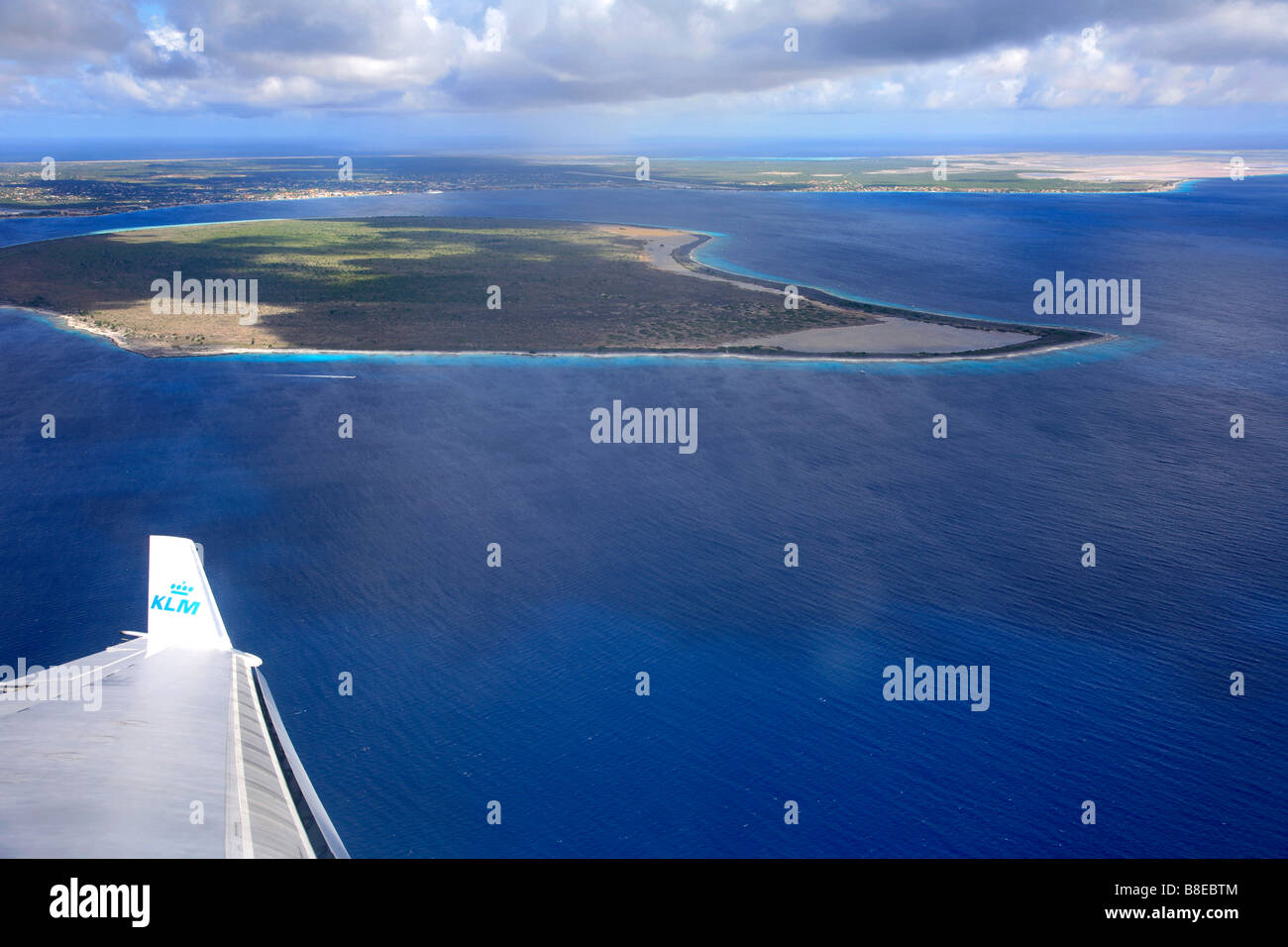 Isola di Bonaire da McDonald Douglas 11 aeroplano a Flamingo Airport Kralendijk Bonaire Antille Olandesi Caraibi Foto Stock