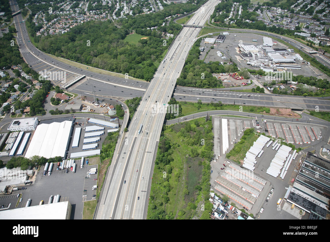 Foto aerea di intersezione della Rt. 78 & Garden State Parkway in collina, New Jersey Foto Stock