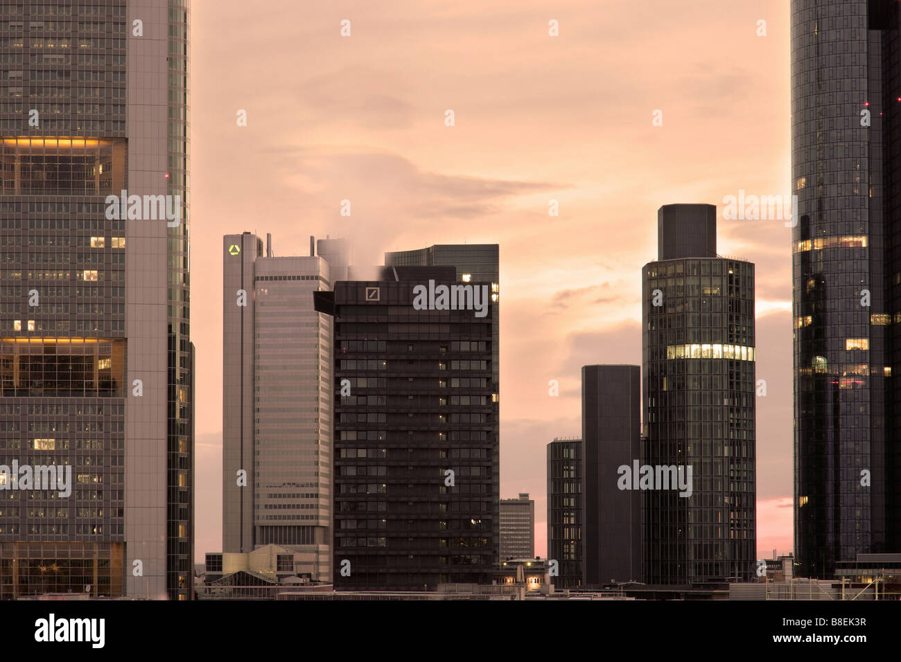 Skyline di Francoforte sul Meno, Germania Foto Stock