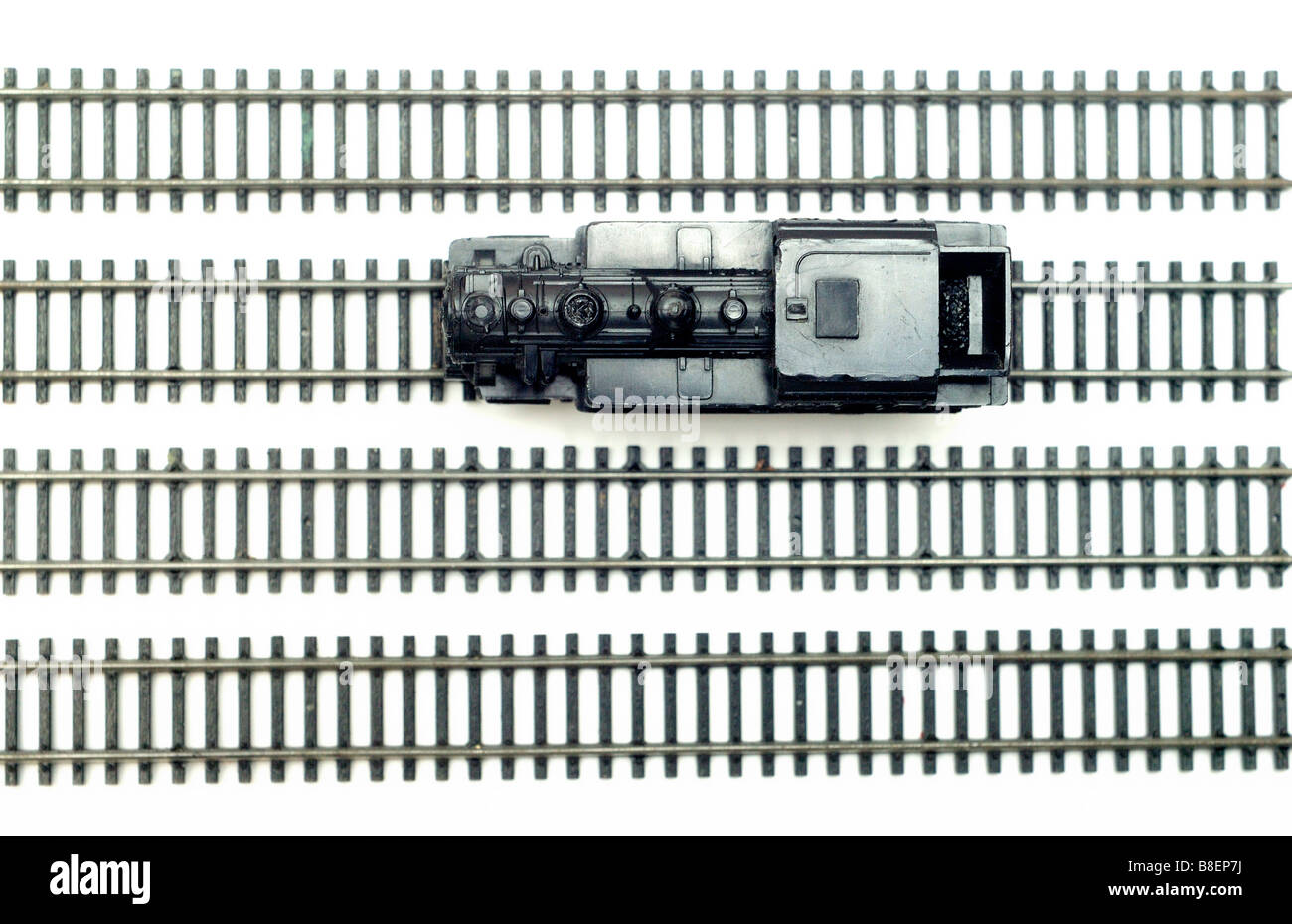 Locomotiva a vapore il motore e treni ferrovie modello tagliato fuori ancora vita Foto Stock